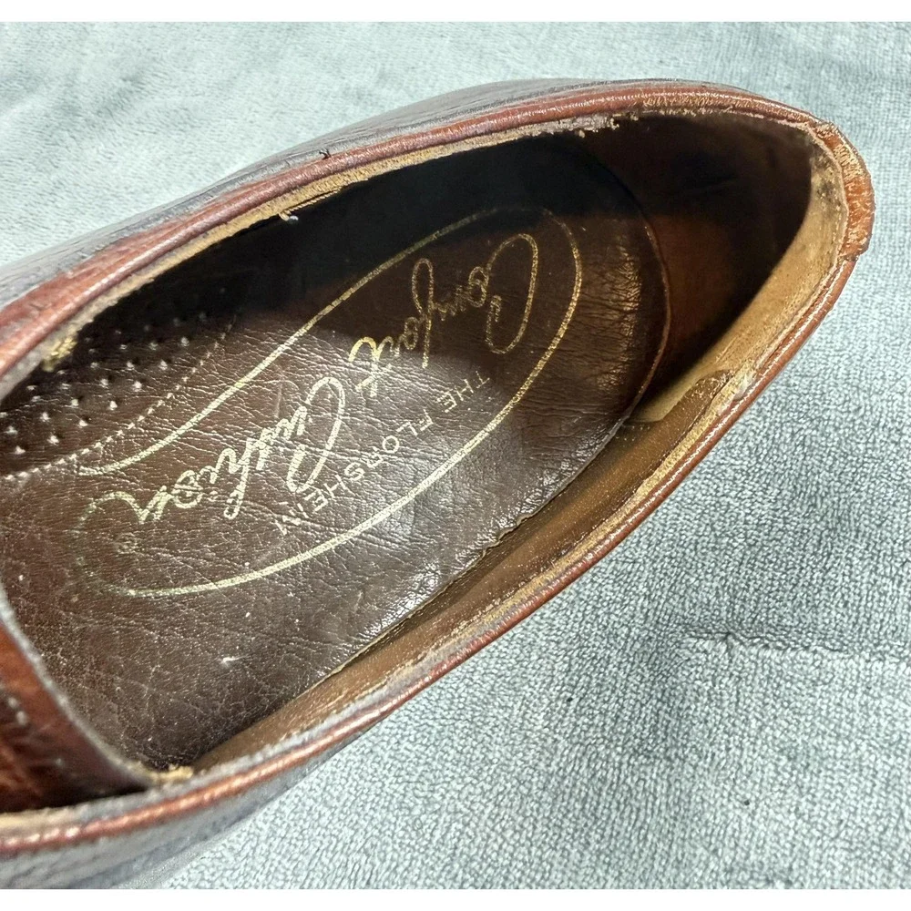 Vintage Florsheim Comfort Cushion Shoes Mens Size 10 C Brown Leather Derby Dress